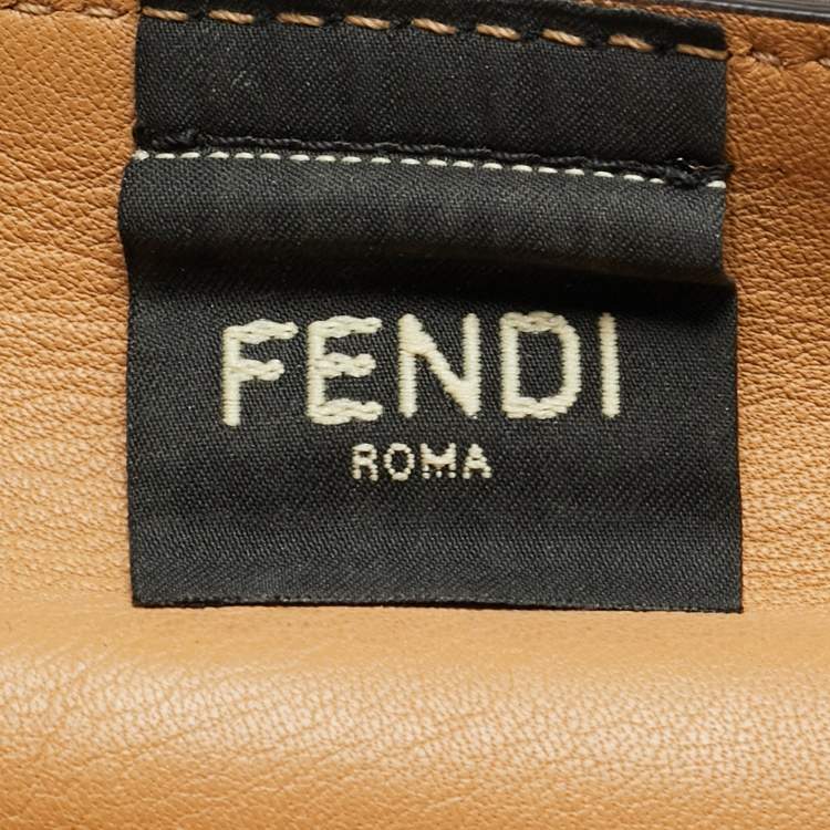 Pre Owned Fendi FF Logo Stamp Off White/Brown PVC Basket Bag