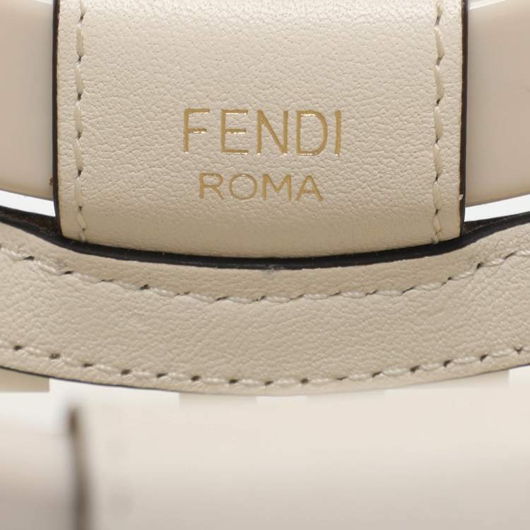 Pre Owned Fendi Runaway Small Transparent/Off White Zucca PVC and Leather Tote 