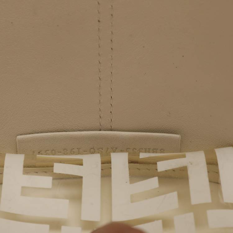 Pre Owned Fendi Runaway Small Transparent/Off White Zucca PVC and Leather Tote 