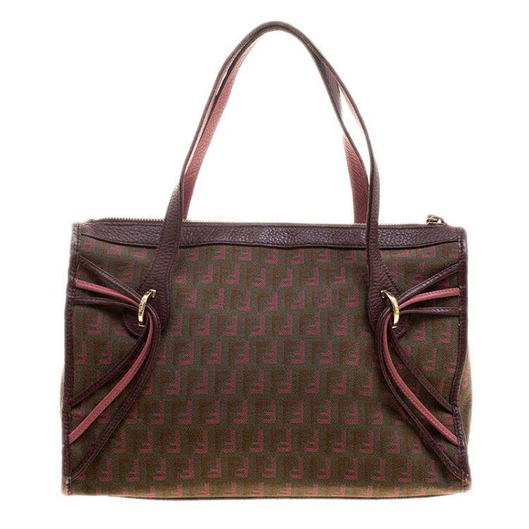 Pre Owned Fendi Multicolor Zucca Canvas Boston Bag