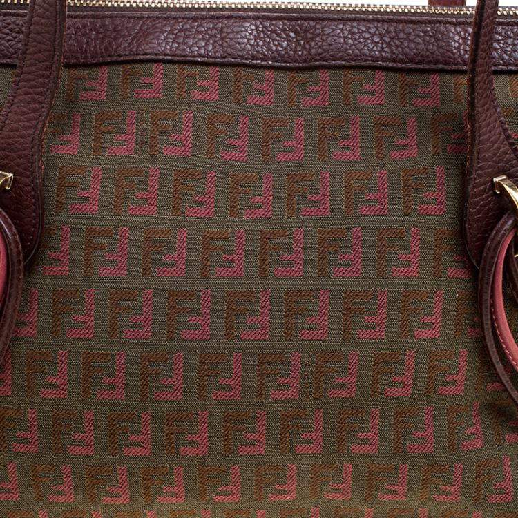 Pre Owned Fendi Multicolor Zucca Canvas Boston Bag