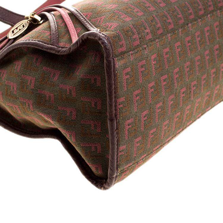 Pre Owned Fendi Multicolor Zucca Canvas Boston Bag