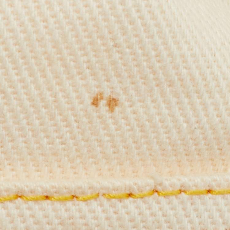 Pre Owned Fendi Vintage Off White/Yellow Canvas and Python Trim Baguette