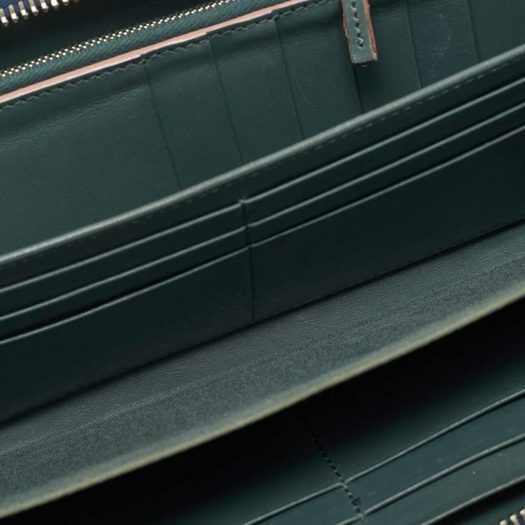 Pre Owned Fendi Dotcom Navy Blue Leather Zip Continental Wallet