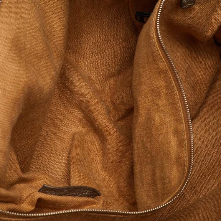 مملوكة مسبقًا Fendi Roll Selleria Metallic Grey Leather Shopper Tote