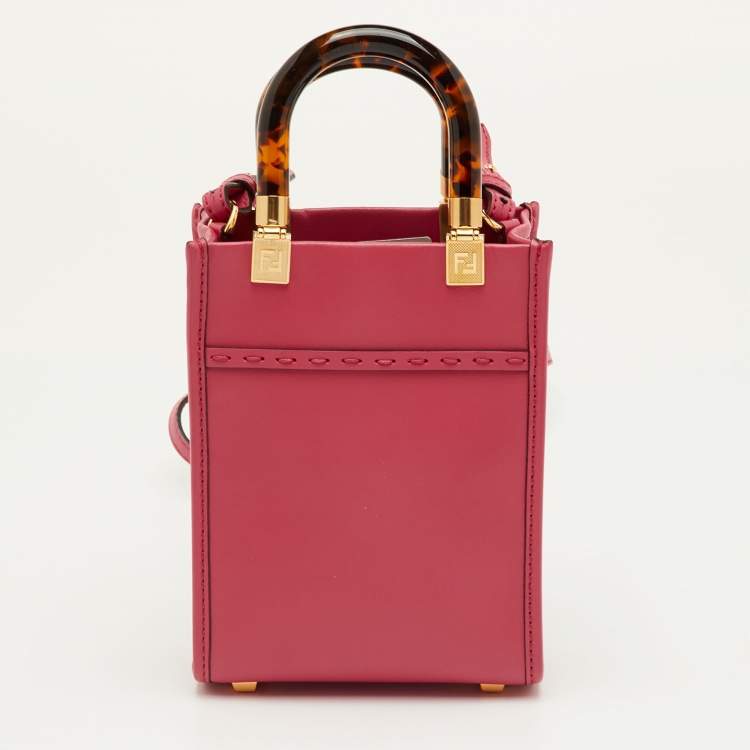 Pre Owned Fendi Sunshine Mini Pink Leather Tote