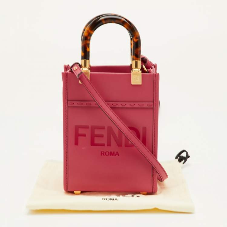 Pre Owned Fendi Sunshine Mini Pink Leather Tote