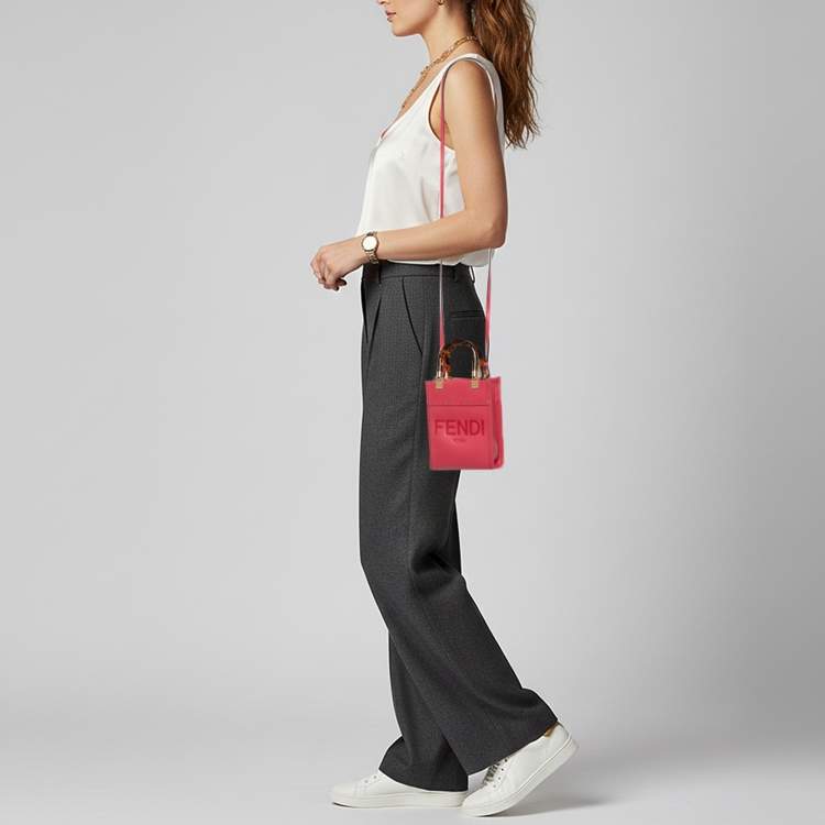 Pre Owned Fendi Sunshine Mini Pink Leather Tote