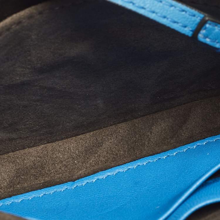 Pre Owned Fendi Monster Micro Blue Fur and Leather Baguette Bag