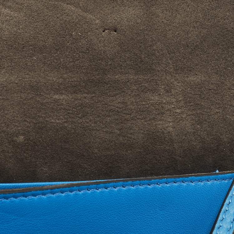 Pre Owned Fendi Monster Micro Blue Fur and Leather Baguette Bag