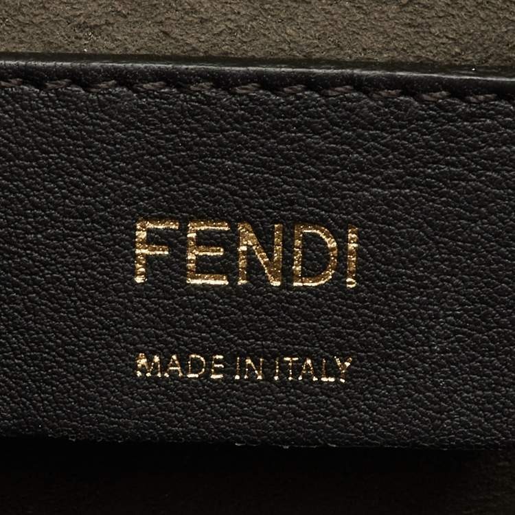 Pre Owned Fendi Kan I Dark Brown/Black Zucca Embossed Leather Top Handle Bag