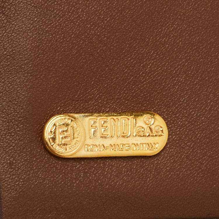 Pre Owned Fendi Vintage Brown Lizard Effect Leather Compact Wallet