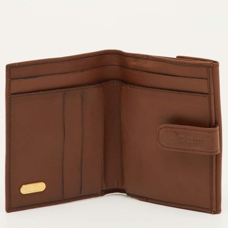Pre Owned Fendi Vintage Brown Lizard Effect Leather Compact Wallet