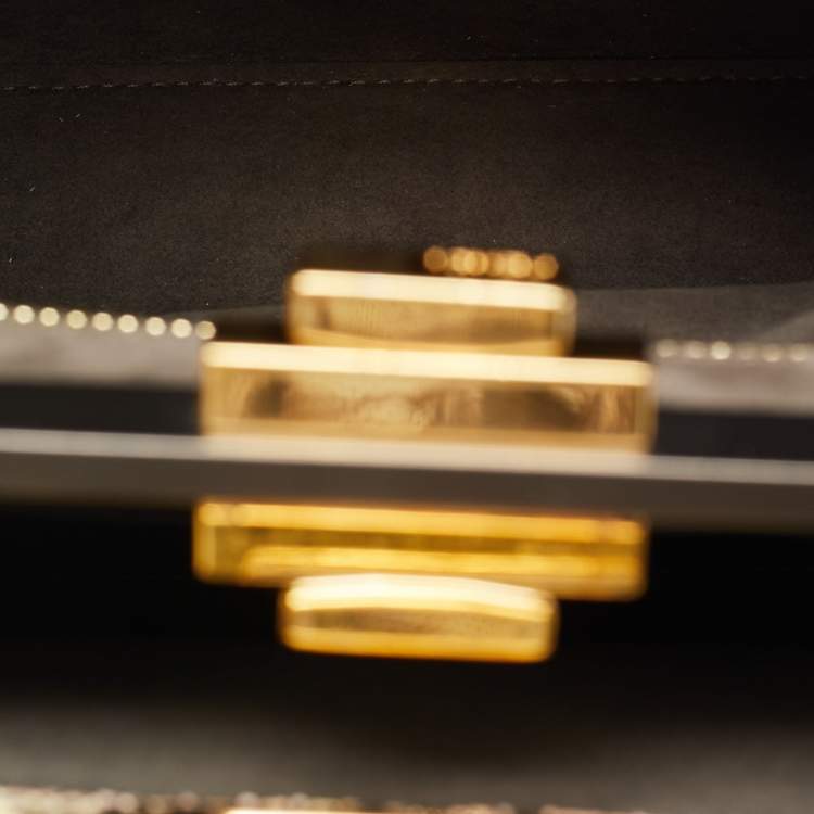 Pre Owned Fendi Peekaboo Medium Pink/Cream Python Top Handle Bag