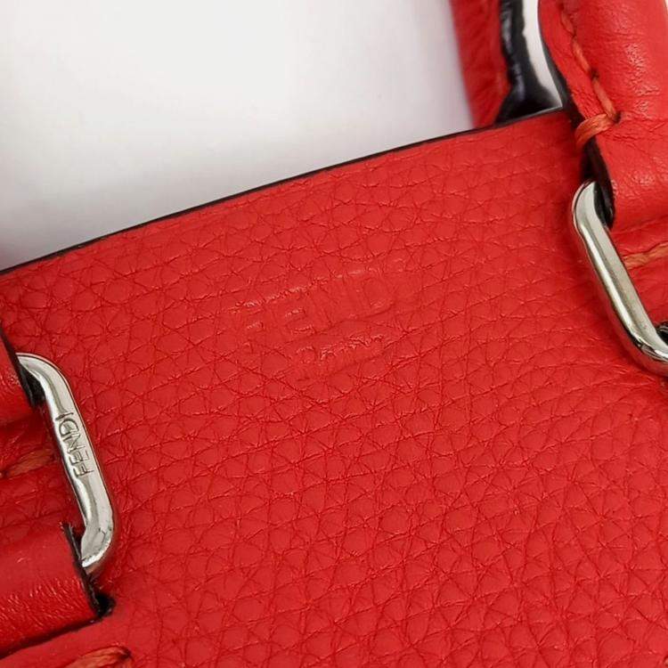 Pre Owned Fendi Red Leather Selleria Mini Adele Satchel Bag