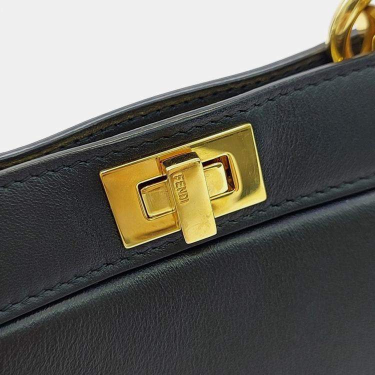 Pre Owned Fendi Black Leather Peekaboo I SEE U Petite