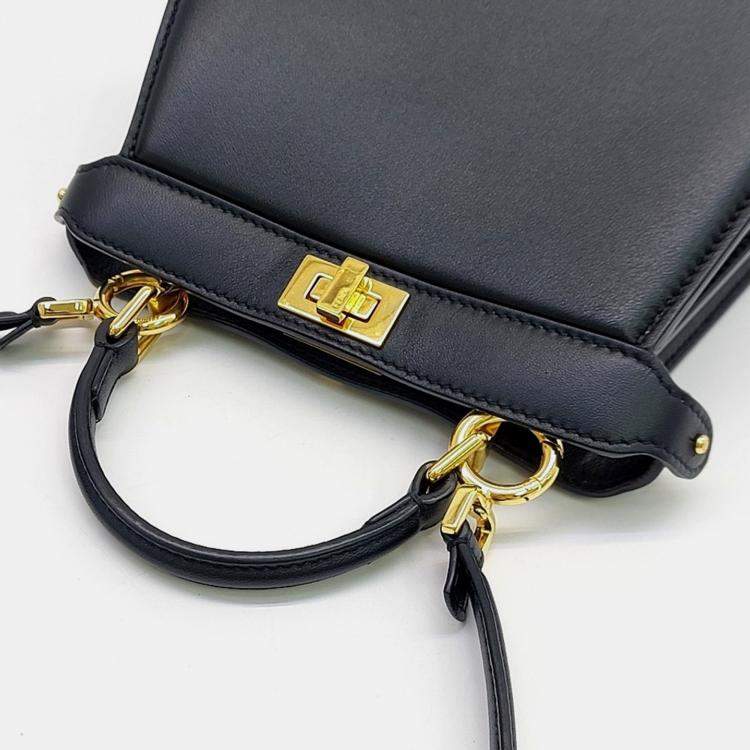 Pre Owned Fendi Black Leather Peekaboo I SEE U Petite