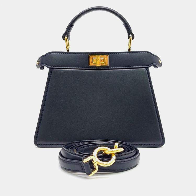 Pre Owned Fendi Black Leather Peekaboo I SEE U Petite