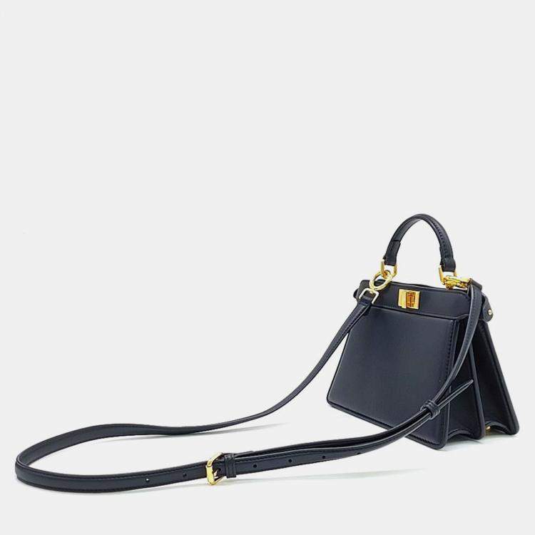 Pre Owned Fendi Black Leather Peekaboo I SEE U Petite