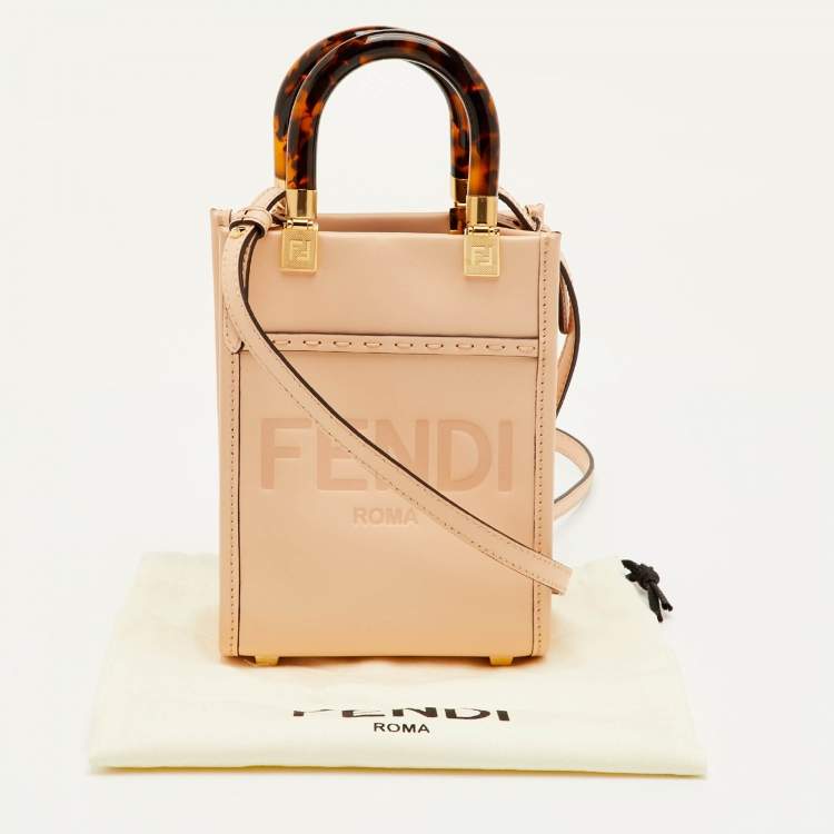 Pre Owned Fendi Sunshine Mini Beige Leather Tote