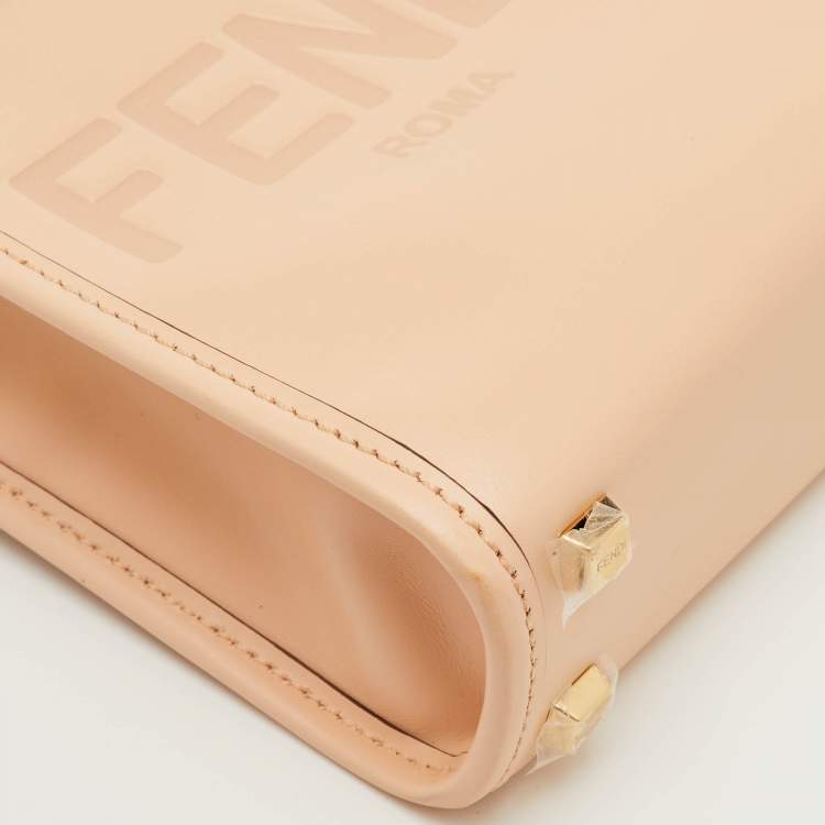 Pre Owned Fendi Sunshine Mini Beige Leather Tote