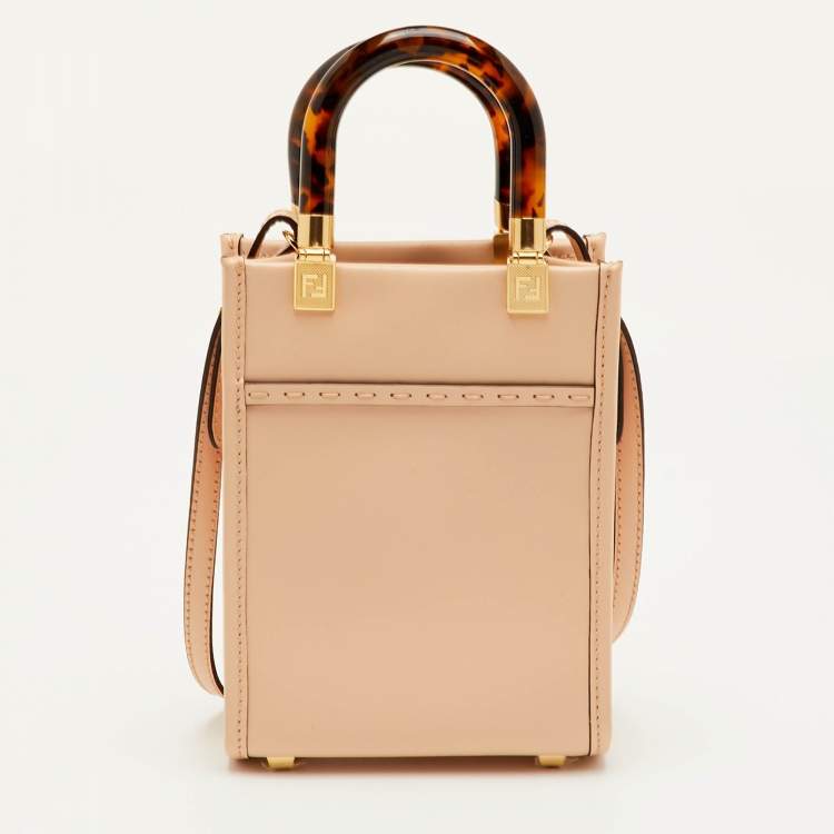 Pre Owned Fendi Sunshine Mini Beige Leather Tote