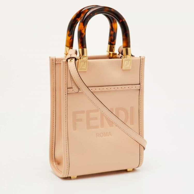 Pre Owned Fendi Sunshine Mini Beige Leather Tote