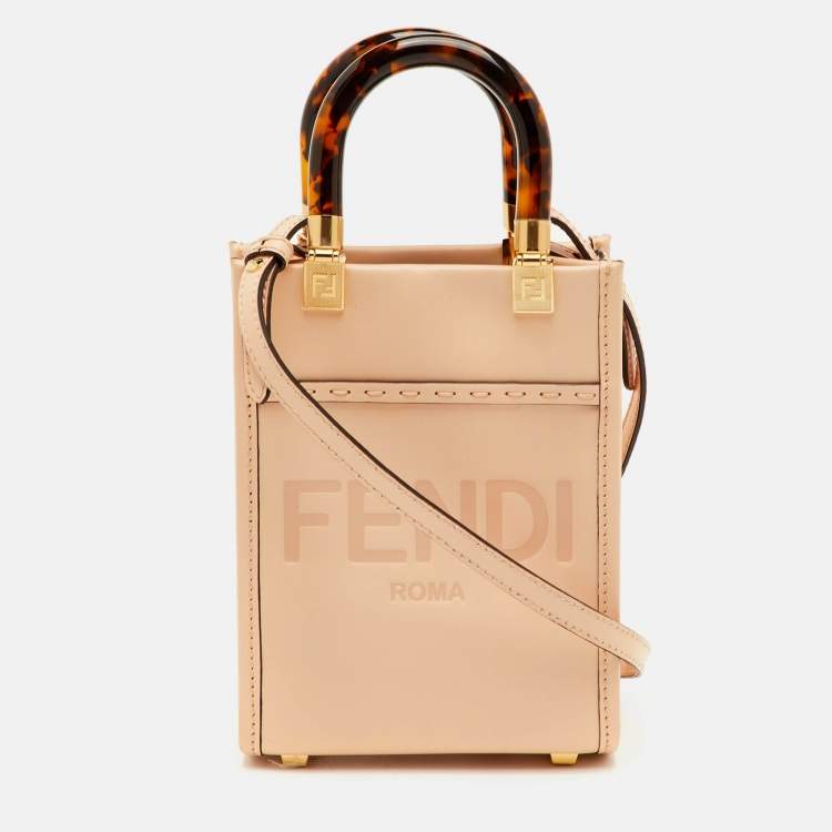 Pre Owned Fendi Sunshine Mini Beige Leather Tote