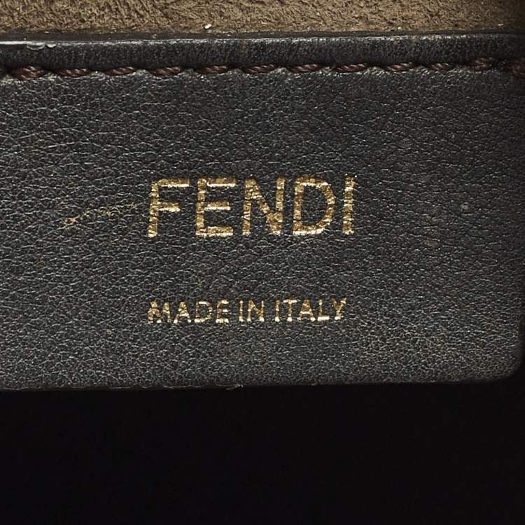 Pre Owned Fendi FF Studded Mon Tresor Mini Black Leather Bucket Bag