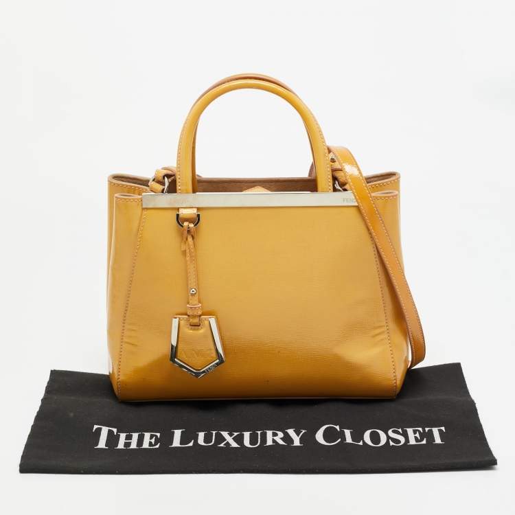 Pre Owned Fendi 2Jours Small Mustard Patent Leather Tote