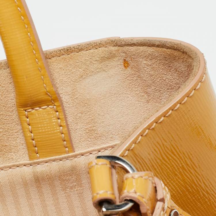 Pre Owned Fendi 2Jours Small Mustard Patent Leather Tote