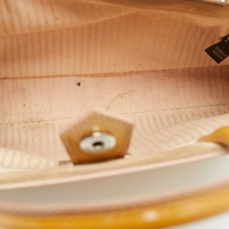 Pre Owned Fendi 2Jours Small Mustard Patent Leather Tote