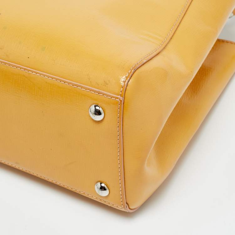Pre Owned Fendi 2Jours Small Mustard Patent Leather Tote