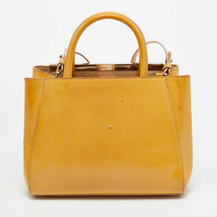 Pre Owned Fendi 2Jours Small Mustard Patent Leather Tote