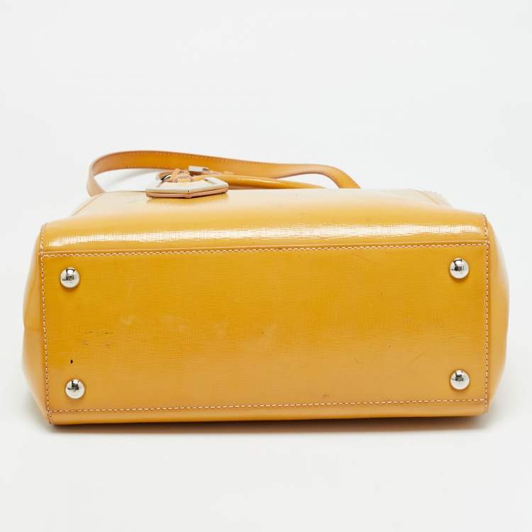 Pre Owned Fendi 2Jours Small Mustard Patent Leather Tote
