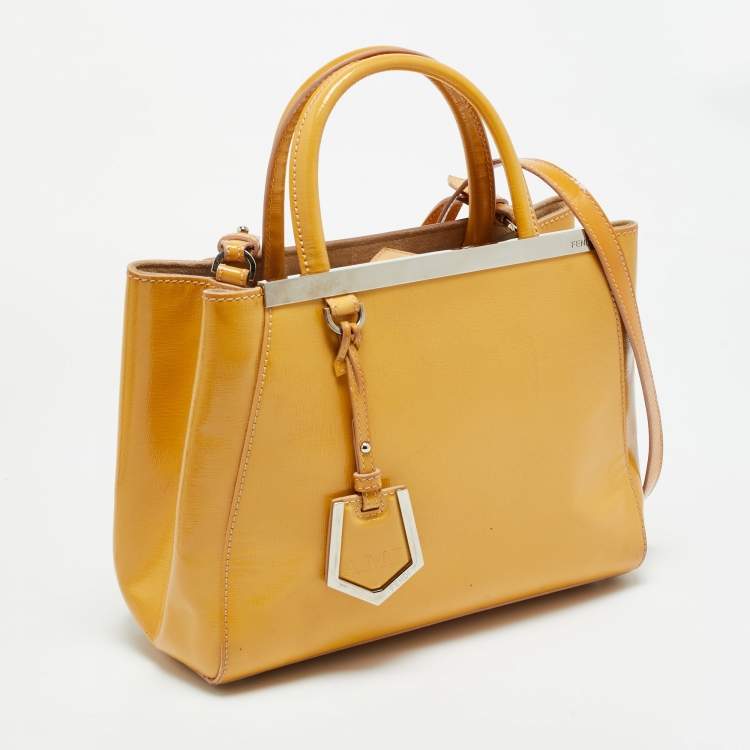 Pre Owned Fendi 2Jours Small Mustard Patent Leather Tote