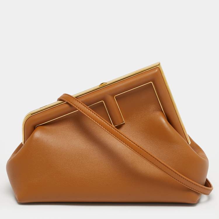 مملوكة مسبقًا Fendi Small Fendi First Brown Leather Shoulder Bag