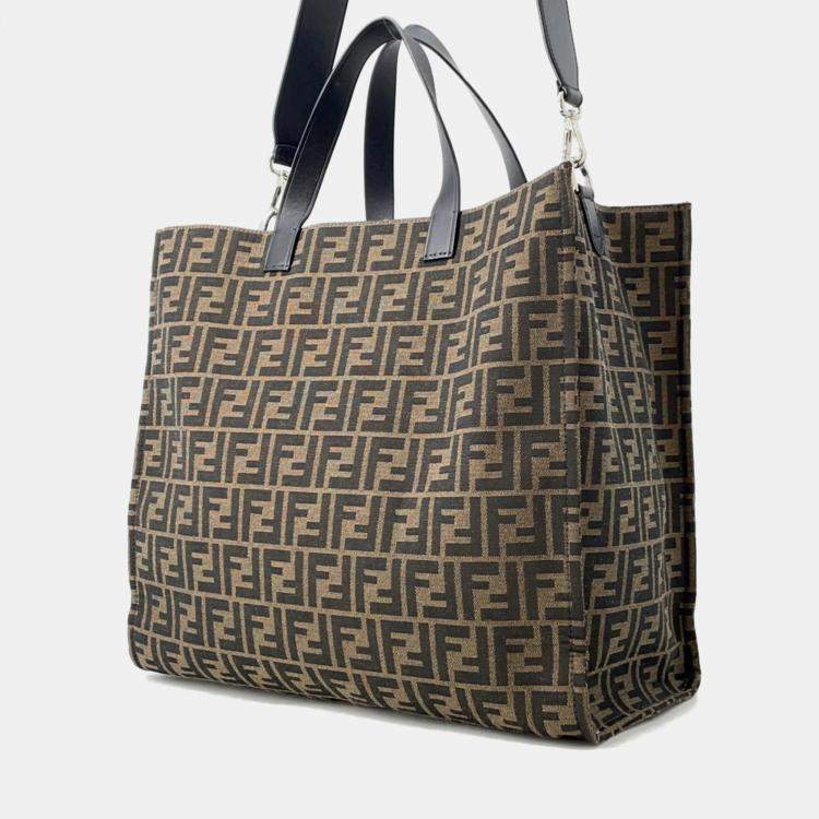 Pre Owned Fendi Fragment Zucca Tote Bag With Pokemon Collaboration Dragonite