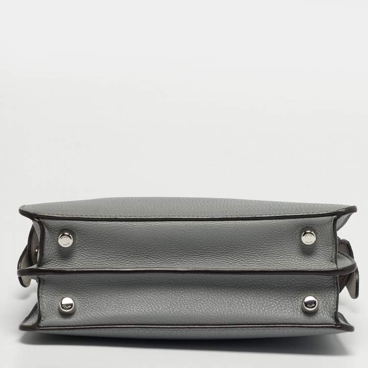 Pre Owned Fendi Peekaboo Iseeu Small Grey Leather Top Handle Bag