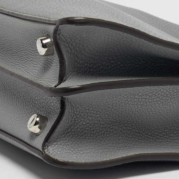 Pre Owned Fendi Peekaboo Iseeu Small Grey Leather Top Handle Bag