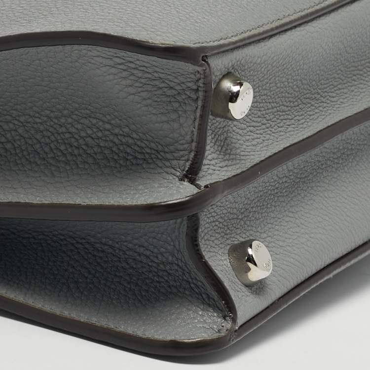 Pre Owned Fendi Peekaboo Iseeu Small Grey Leather Top Handle Bag