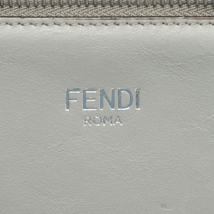 Pre Owned Fendi Peekaboo Iseeu Small Grey Leather Top Handle Bag