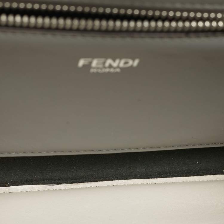 Pre Owned Fendi Peekaboo Iseeu Small Grey Leather Top Handle Bag