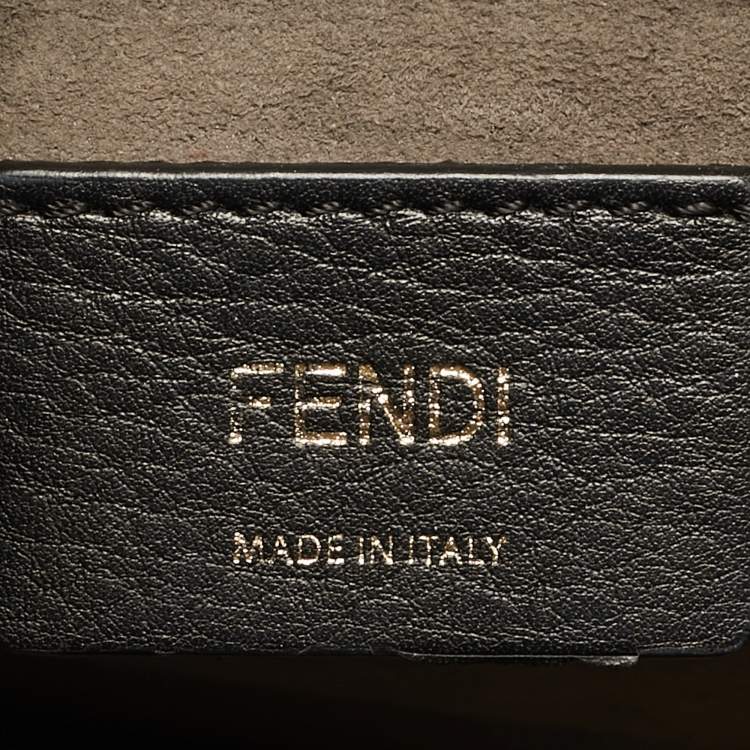 Pre Owned Fendi Kan I Brown/Black Zucca Embossed Leather Top Handle Bag