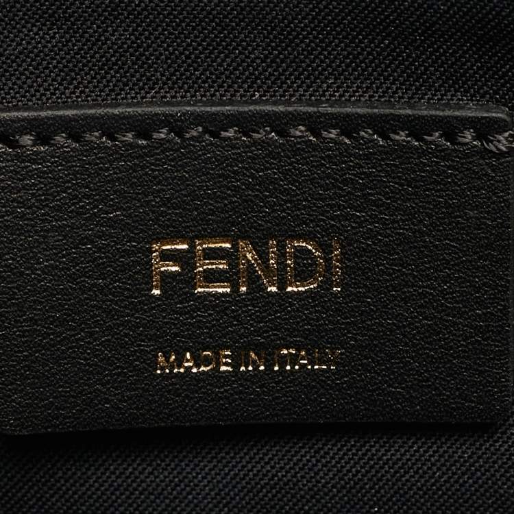 Pre Owned Fendi F is Fendi Medium Zucca Black/Brown Leather Wallet On Chain
