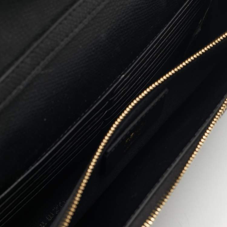 Pre Owned Fendi F is Fendi Medium Zucca Black/Brown Leather Wallet On Chain