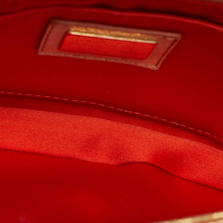 Pre Owned Fendi Mia Gold Shimmer Leather Chain Clutch