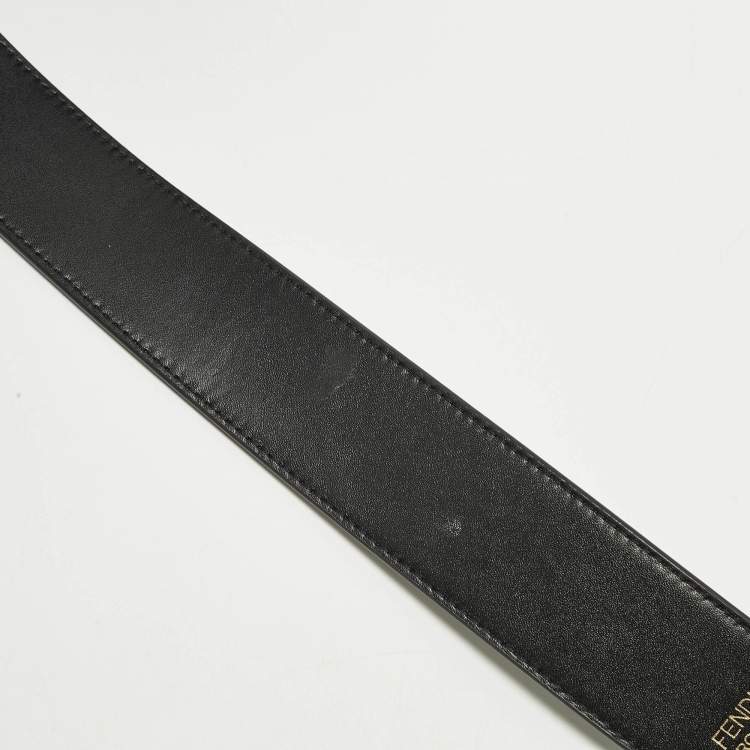 Pre Owned Fendi Kan I Medium Black/Brown Zucca Leather Top Handle Bag