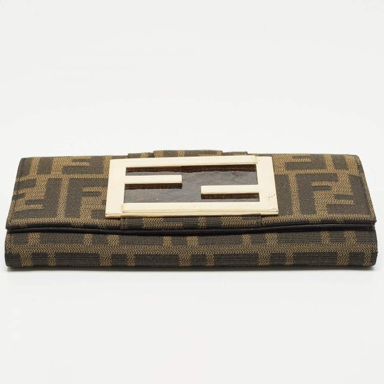 مملوكة مسبقًا محفظة فندي شعار FF تبغ زوكا كانفاس كونتيننتال