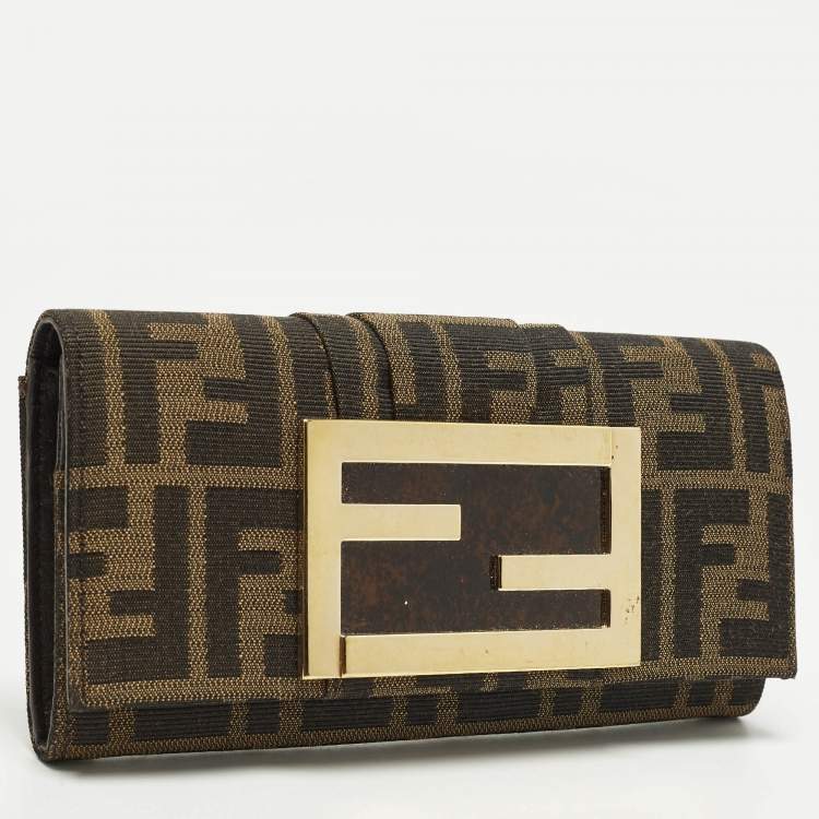 مملوكة مسبقًا محفظة فندي شعار FF تبغ زوكا كانفاس كونتيننتال